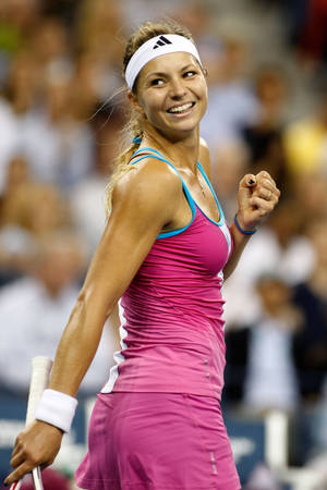 Smiling Maria Kirilenko Fist Pump Wallpaper