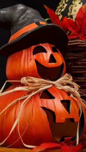 Smiling Pumpkins Halloween Phone Wallpaper