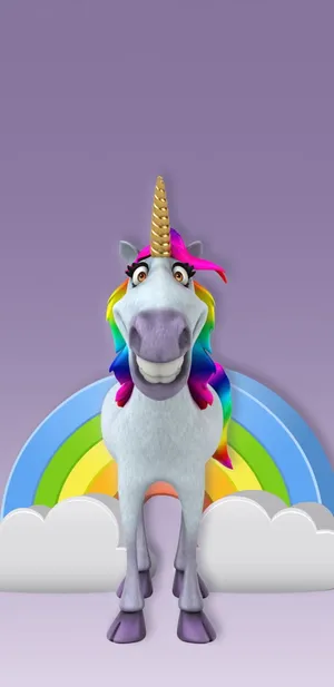Smiling Rainbow Unicorn Wallpaper