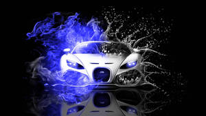 Smokey Wet White Bugatti Car Wallpaper