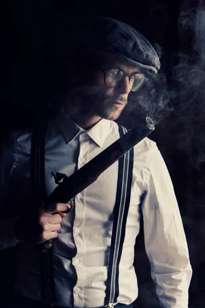 Smoking Black Gangster Gun Wallpaper