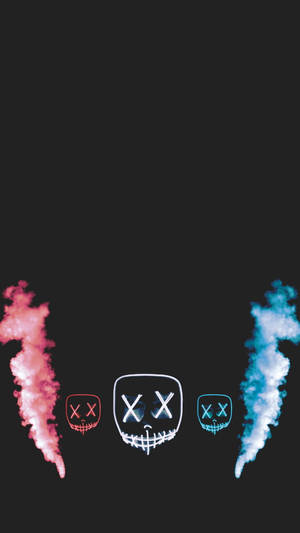 Smoking Red Blue Purge Masks Wallpaper