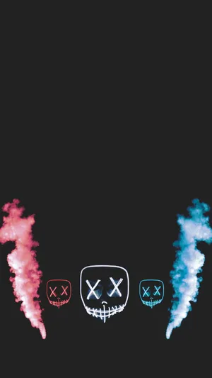 Smoking Red Blue Purge Masks Wallpaper