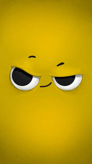 Sneaky Smiley Plain Yellow Iphone Wallpaper