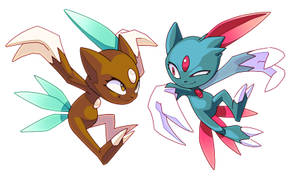 Sneasel Buddies: Twin Pokemon Illuminated By Moonlight Wallpaper