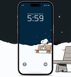 Snoopy On Bench Christmas Iphone Wallpaper