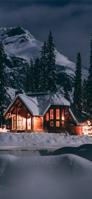 Snow Cabin Winter Iphone Wallpaper