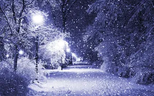 Snow On Winter Road Wallpaper