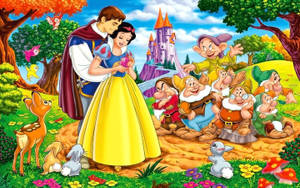 Snow White And The Seven Dwarfs With Prince Wallpaper