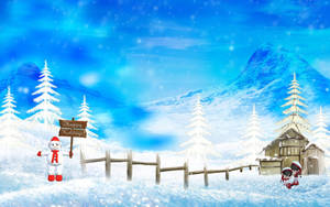 Snowman Greetings Christams Scenes Wallpaper