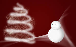 Snowman In Red Artwork Wallpaper