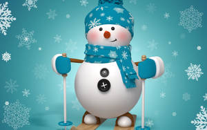 Snowman In Ski Gears Wallpaper