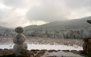 Snowman Scenery Wallpaper