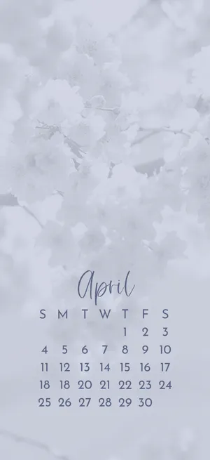 Snowy April Calendar Background Wallpaper