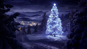 Snowy Christmas Tree Wallpaper