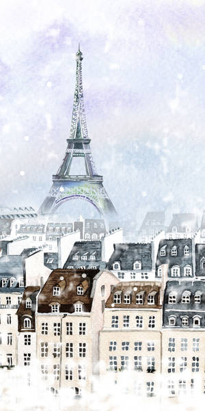 Snowy Eiffel Tower Winter Iphone Wallpaper