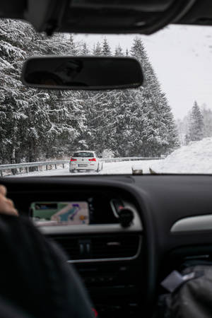 Snowy Road Amazing Phone Wallpaper