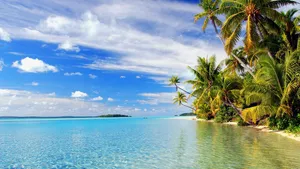 Soak In The Sunset On A Serene Tropical Beach Wallpaper