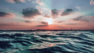 “soaking Up The Sunrise In The Pretty Ocean” Wallpaper