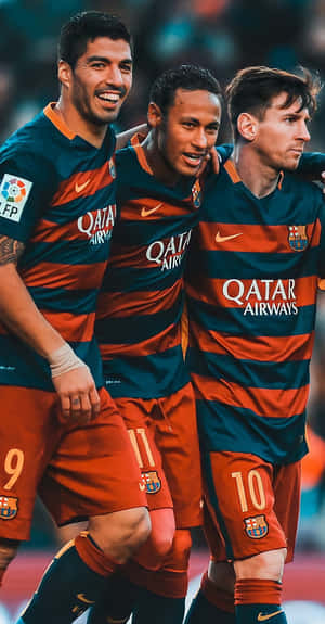 Soccer Greats Lionel Messi And Neymar Jr. Making History Wallpaper
