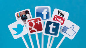 Social Media Icons On Stick Wallpaper