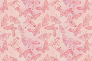 Soft Pink Pastel Butterflies Pattern Wallpaper