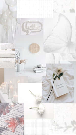Soft White Aesthetic Collage Phone Wallpaper
