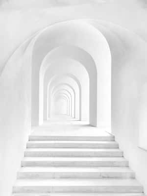 Soft White Aesthetic Stairs And Corridor Wallpaper