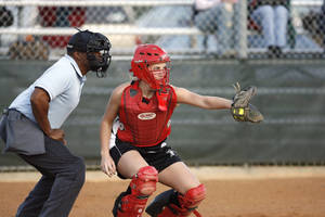 Softball Catcher In Red Wallpaper