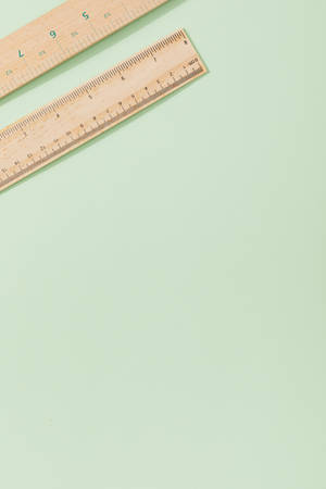 Solid Pastel Color Green Wooden Ruler Wallpaper