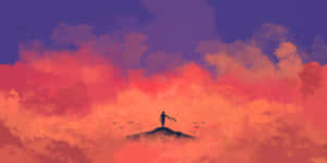 Solitary_ Figure_ Amidst_ Crimson_ Skies Wallpaper