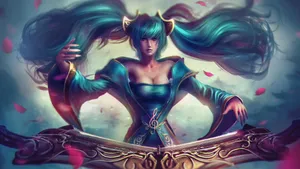 Sona Blue 4k League Of Legends Wallpaper