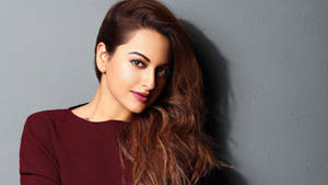Sonakshi Sinha Maroon Top Brown Hair Wallpaper