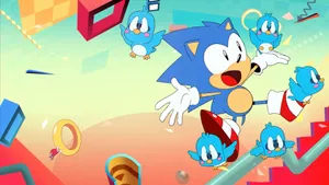 Sonic The Hedgehog And An Army Of Flicky Birds Wallpaper
