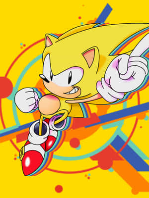 Sonic The Hedgehog On A Colorful Background Wallpaper