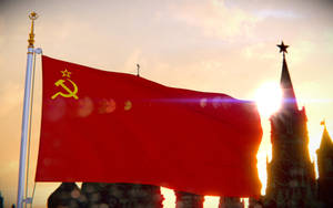 Soviet Union Flag Against The Backdrop Of A Russian Palace Wallpaper