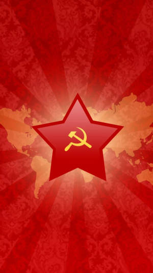 Soviet Union Flag On Russian Map Wallpaper