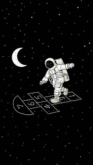 Space Aesthetic Astronaut Hopscotch Wallpaper