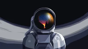Space Astronauts Sunset Vector Wallpaper