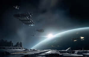 Space Fleet Over Horizon.jpg Wallpaper