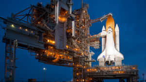 Space Shuttle Tower Orange Lights Wallpaper