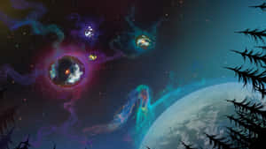 Space View From A Forest In Outer Wilds Wallpaper