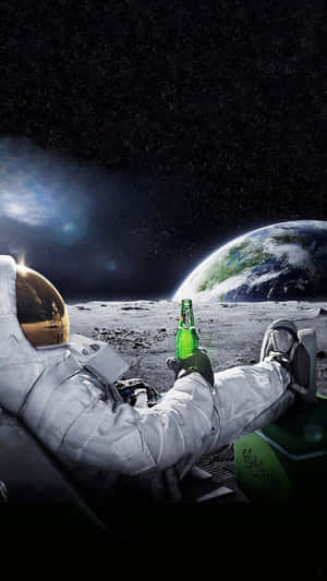 Spaceman Drinking As Dope Tumblr Iphone Wallpaper Wallpaper
