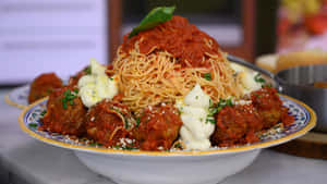 Spaghettiand Meatballs Dish Wallpaper