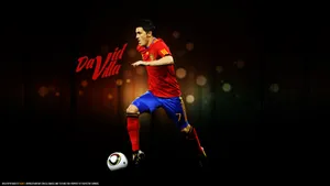 Spain National Football Team David Villa Digital Art Wallpaper