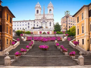 Spanish Steps Monument Pink Flowers Wallpaper