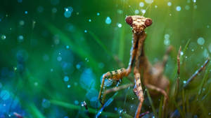 Sparkling Brown Praying Mantis Wallpaper