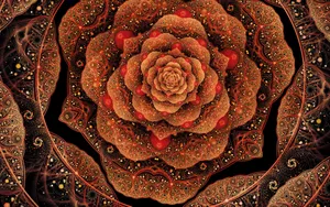 Sparkling Gold Petals Fractals Wallpaper