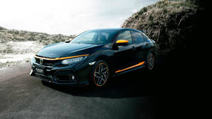 Spectacular 4k Image Of A Black And Orange Honda Civic Wallpaper