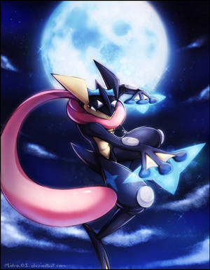 Spectacular Full Moon Night With Greninja Wallpaper